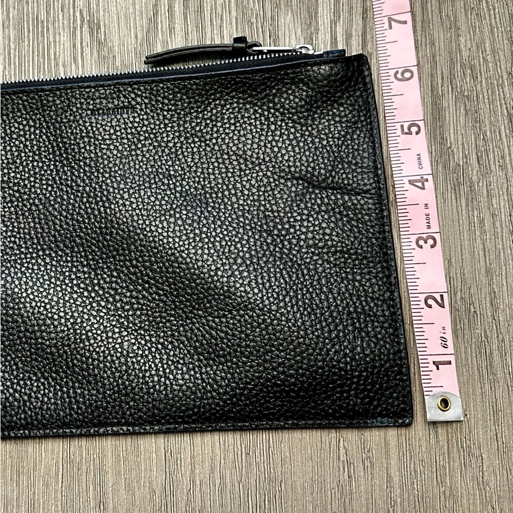 AllSaints Black Pebbled Leather Pouch Clutch Bag Insert Odette Tote Organizer - Picture 7 of 7
